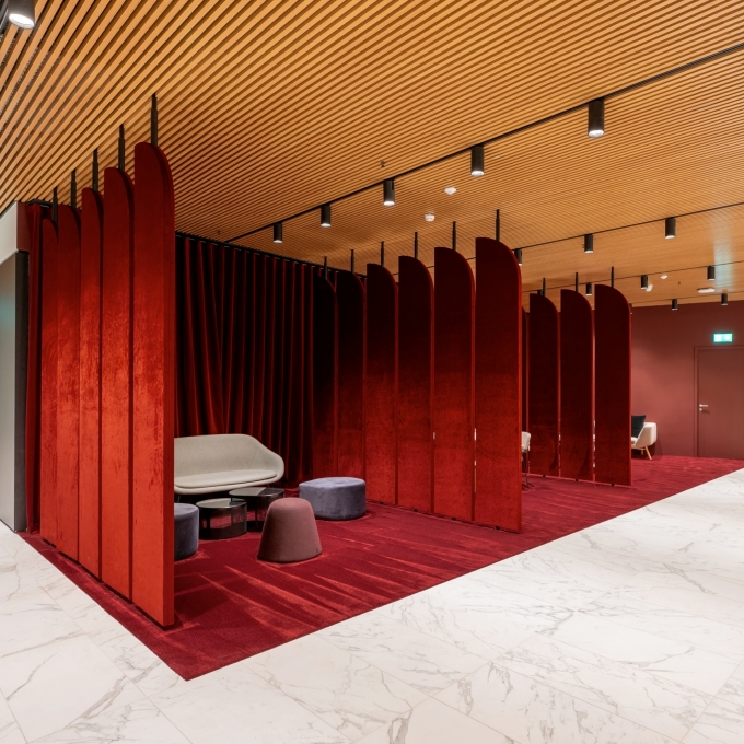 Panneaux séparateurs Société Générale Luxembourg, réalisation Duchêne